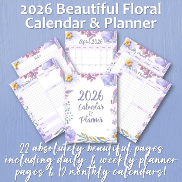 2026 Beautiful Floral Calendar & Planner