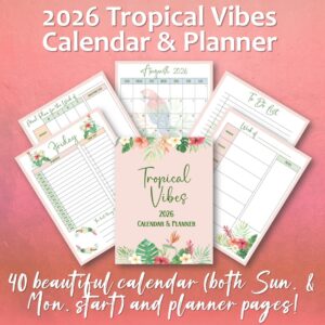 2026 Tropical Vibes Calendar & Planner