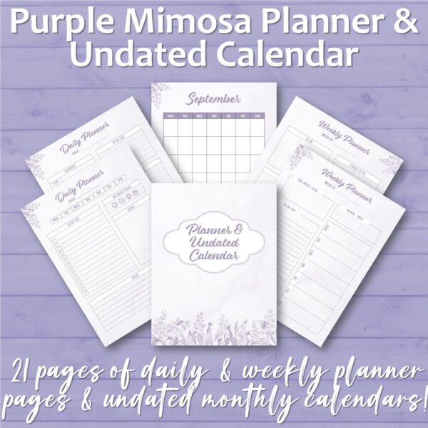 Purple Mimosa Planner & Undated Calendar