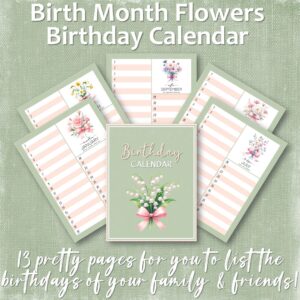 Birth Month Flowers Birthday Calendar