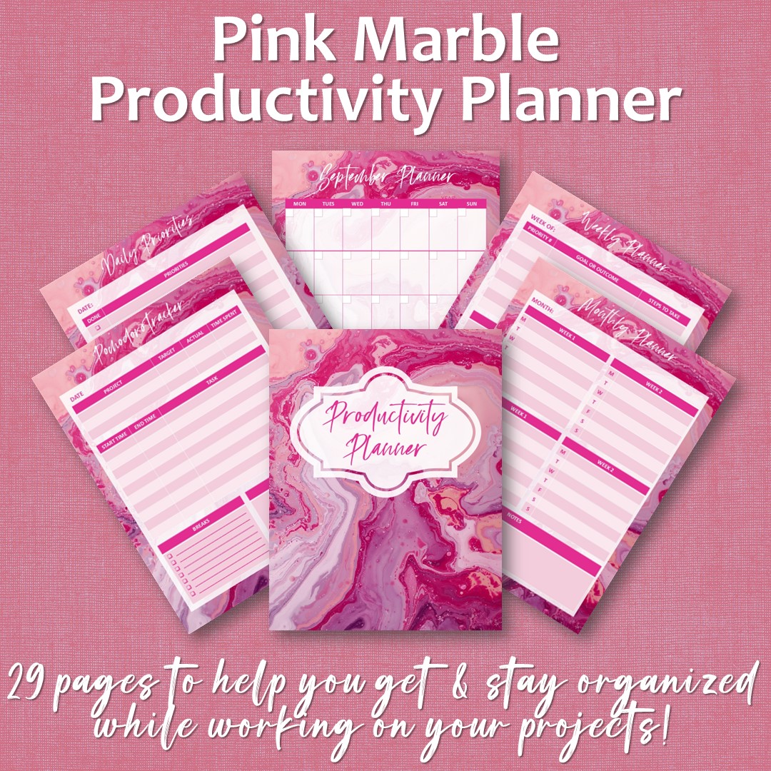 Pink Marble Productivity Planner